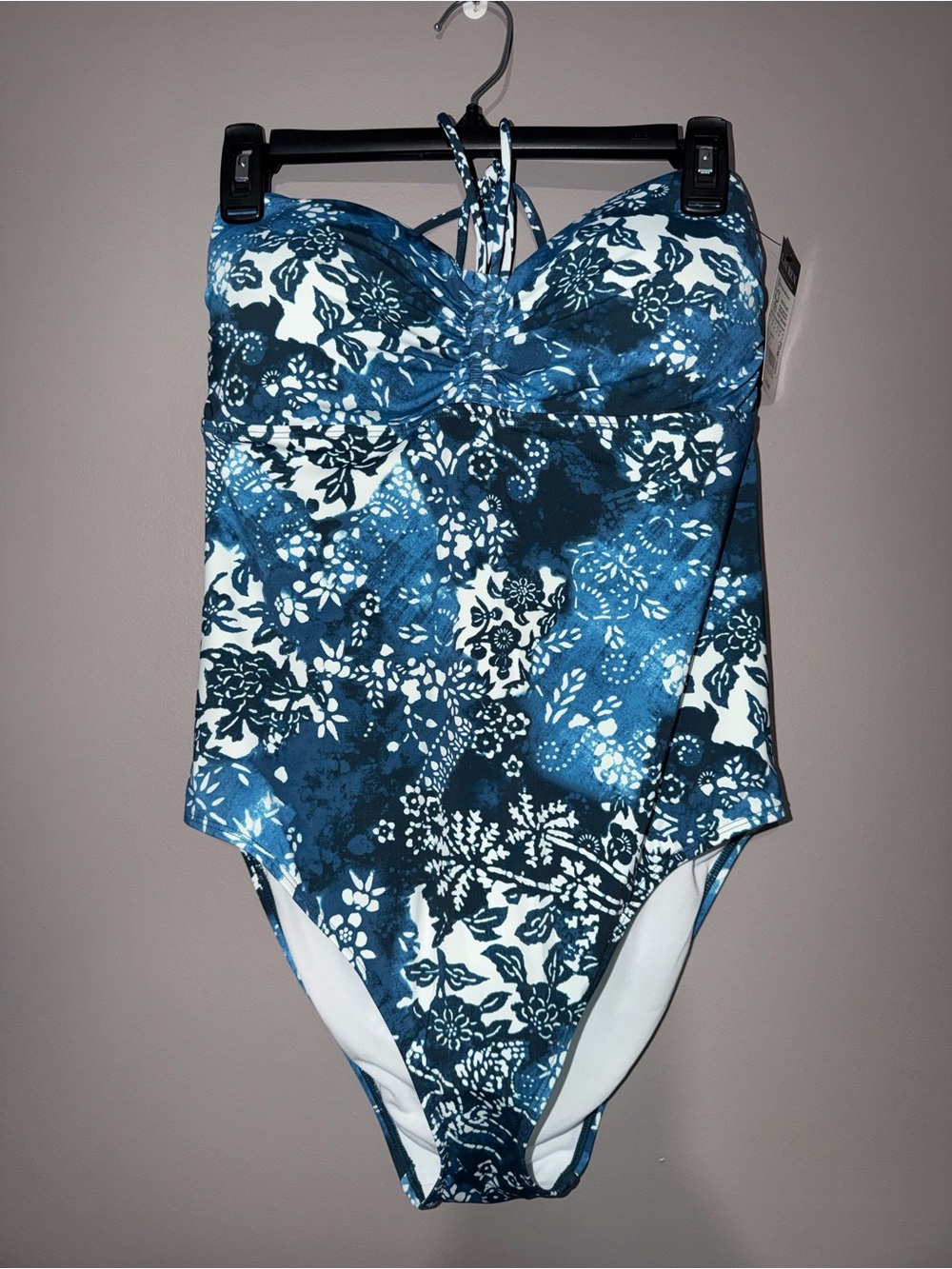 Ralph Lauren Blue White Floral One-Piece Swimsuit